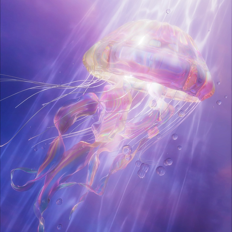 A sleepy jellyfish. Created with Cinema4D and Redshift.